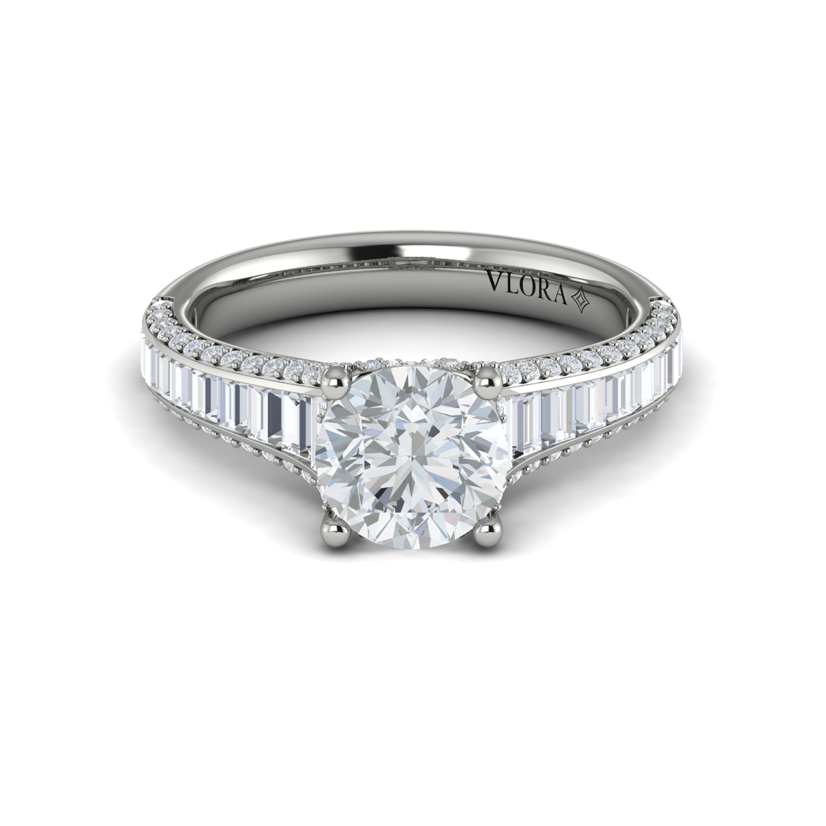 Dramatic Cathedral Hidden Halo Engagement Ring