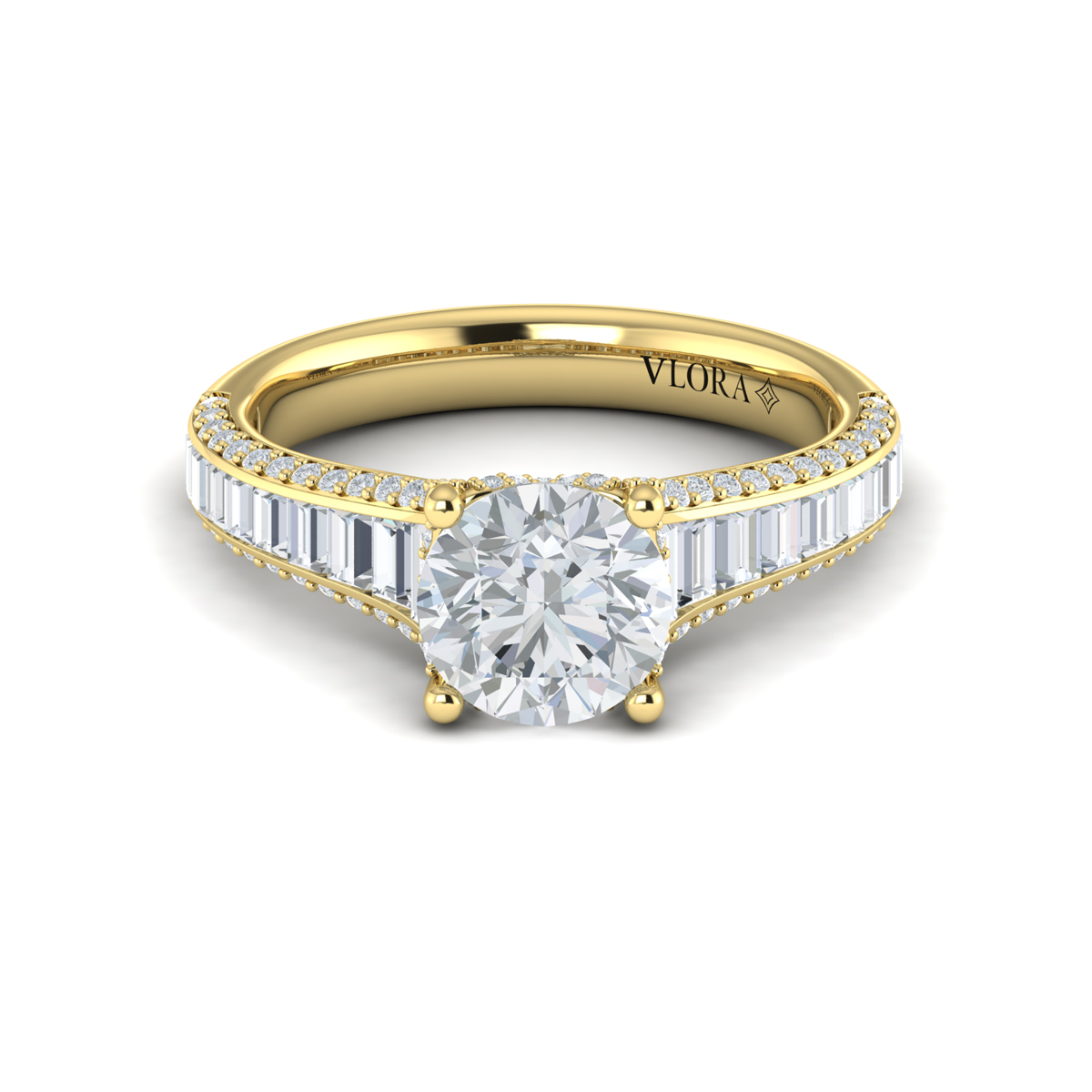 Dramatic Cathedral Hidden Halo Engagement Ring