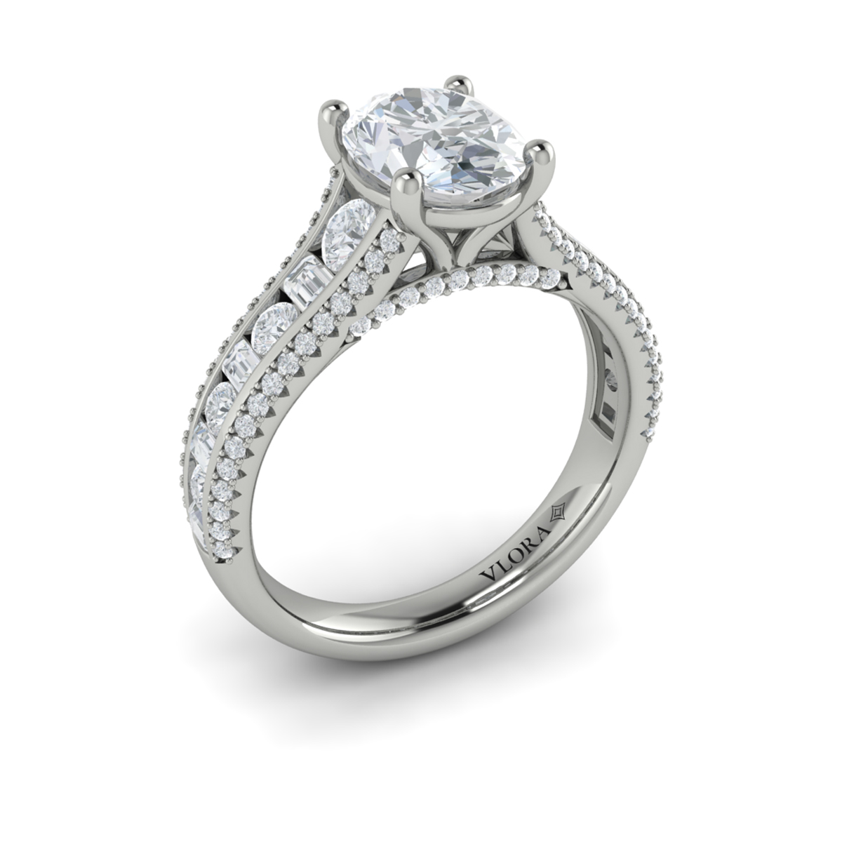 Opulent Cathedral Oval Diamond Engagement Ring
