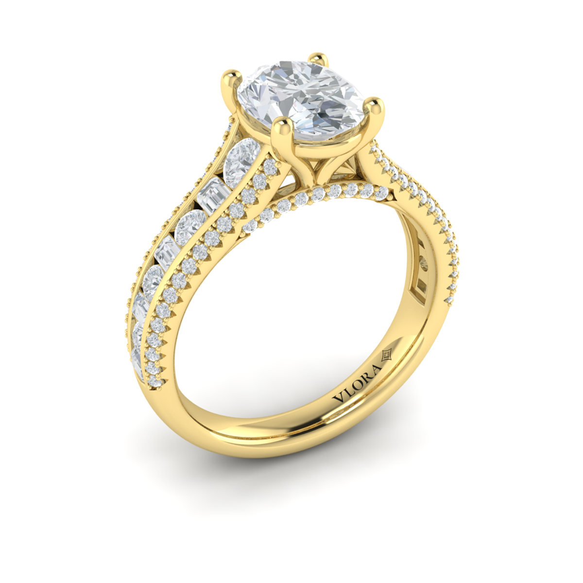 Opulent Cathedral Oval Diamond Engagement Ring