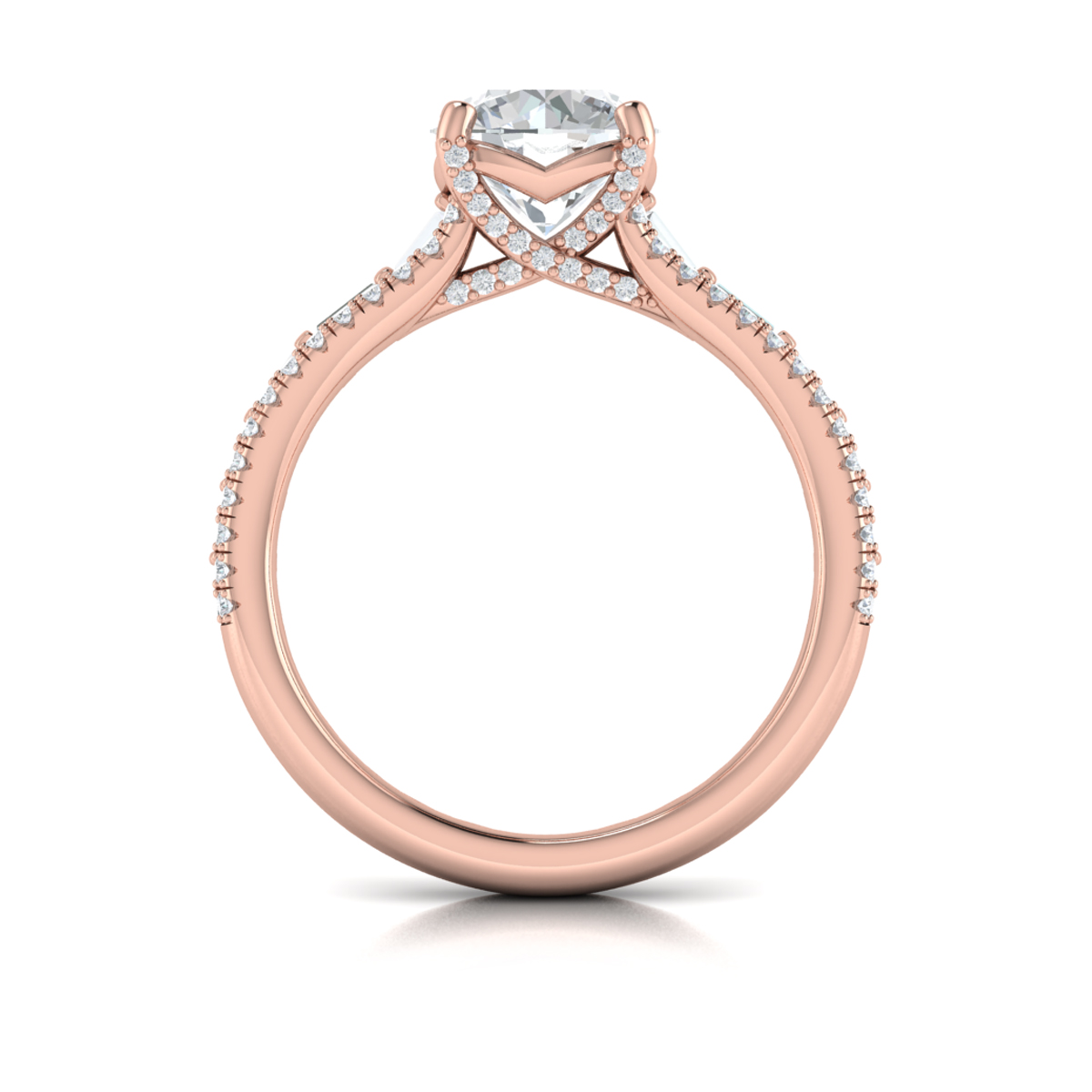 Grand Cathedral Round Diamond Engagement Ring