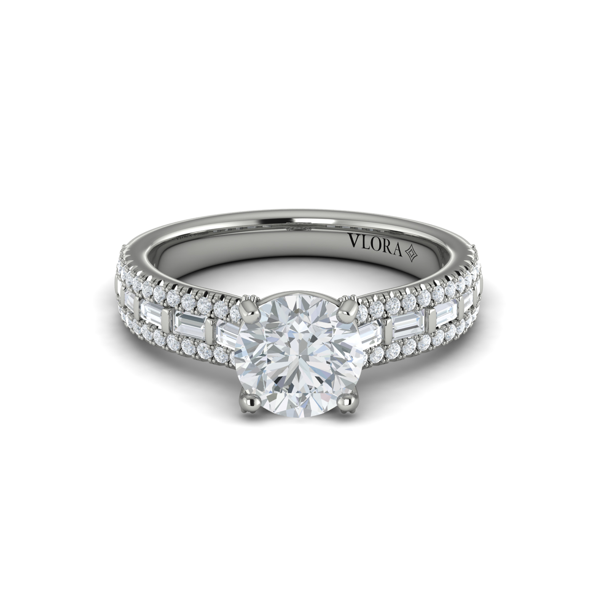 Grand Cathedral Round Diamond Engagement Ring