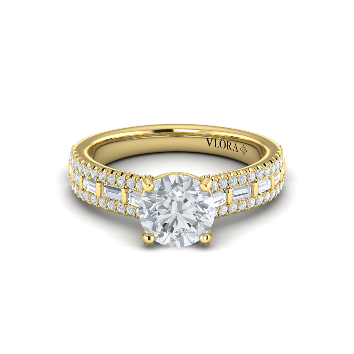 Grand Cathedral Round Diamond Engagement Ring