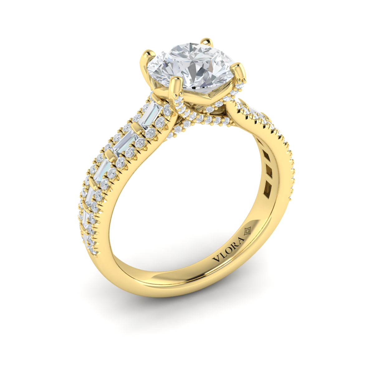 Grand Cathedral Round Diamond Engagement Ring