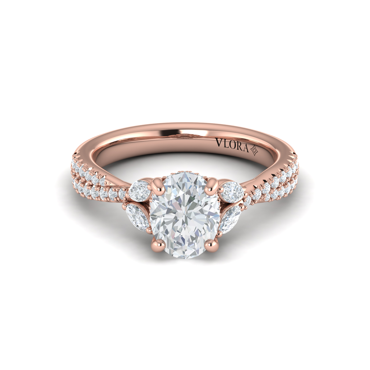 Enchanted Vine Oval Hidden Halo Engagement Ring