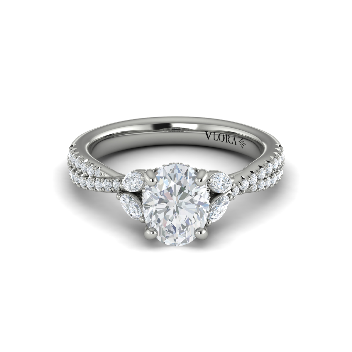 Enchanted Vine Oval Hidden Halo Engagement Ring