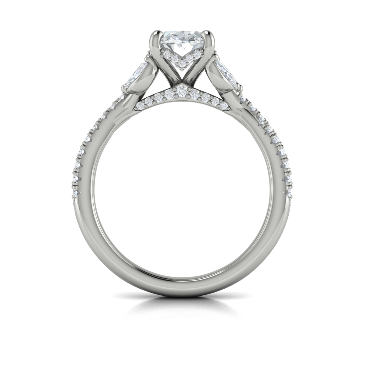 Enchanted Vine Oval Hidden Halo Engagement Ring