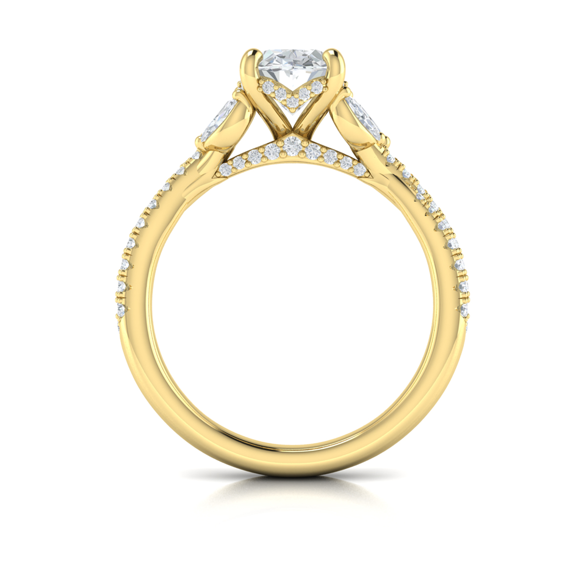 Enchanted Vine Oval Hidden Halo Engagement Ring