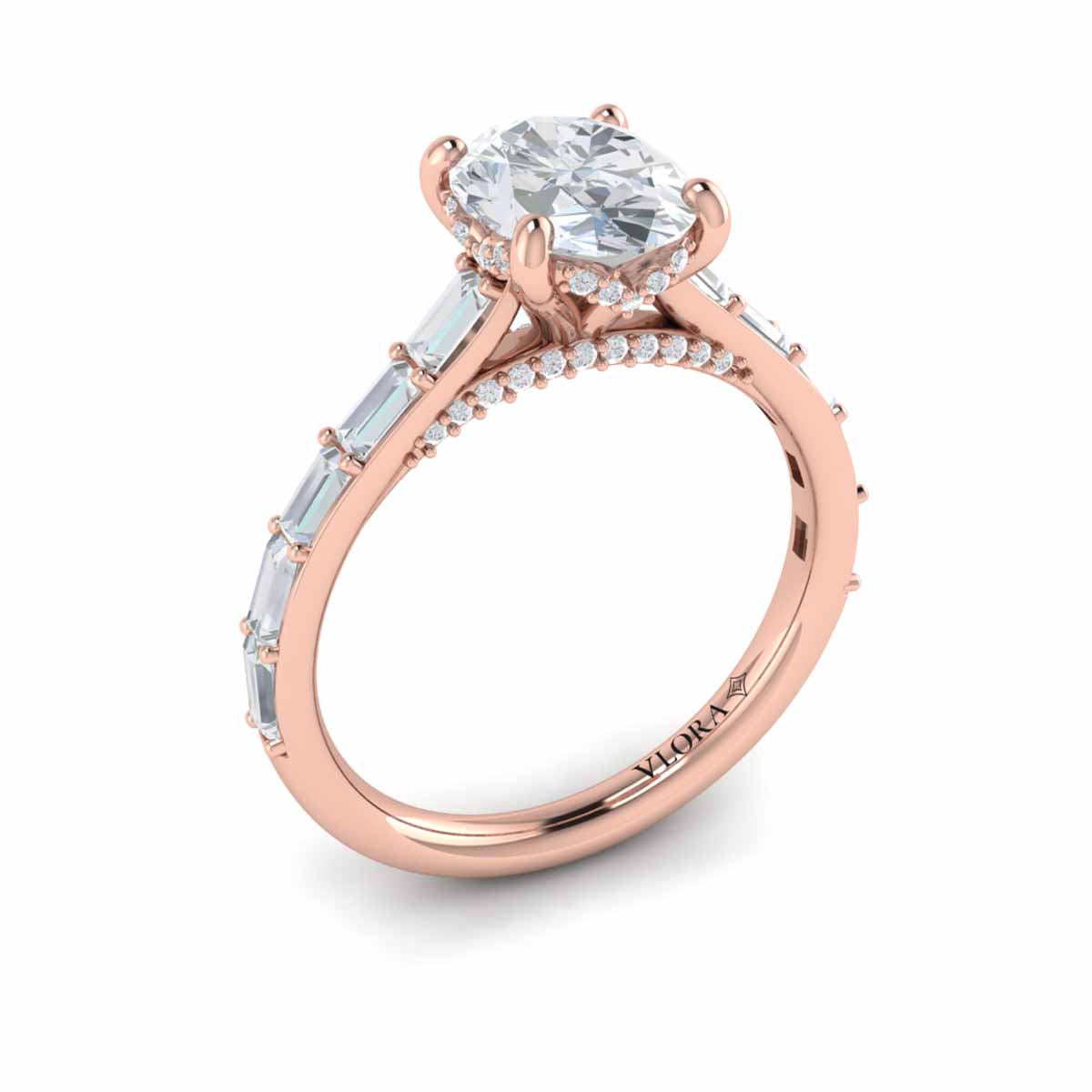 Serenity Oval Hidden Halo Engagement Ring