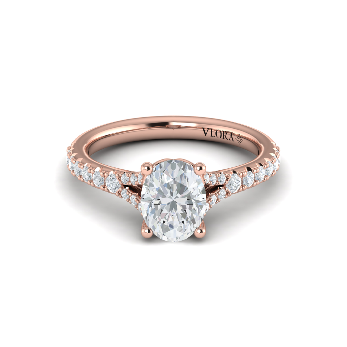 Splendid Cathedral Split Shank Oval Engagement Ring