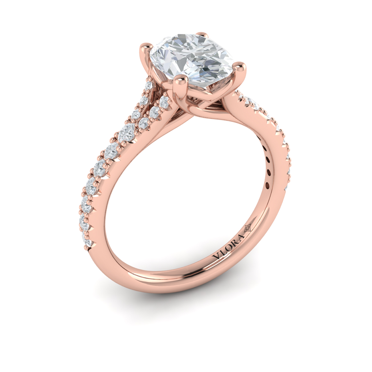 Splendid Cathedral Split Shank Oval Engagement Ring
