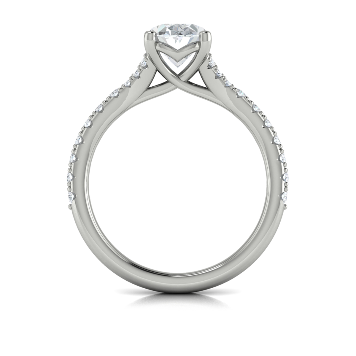 Splendid Cathedral Split Shank Oval Engagement Ring