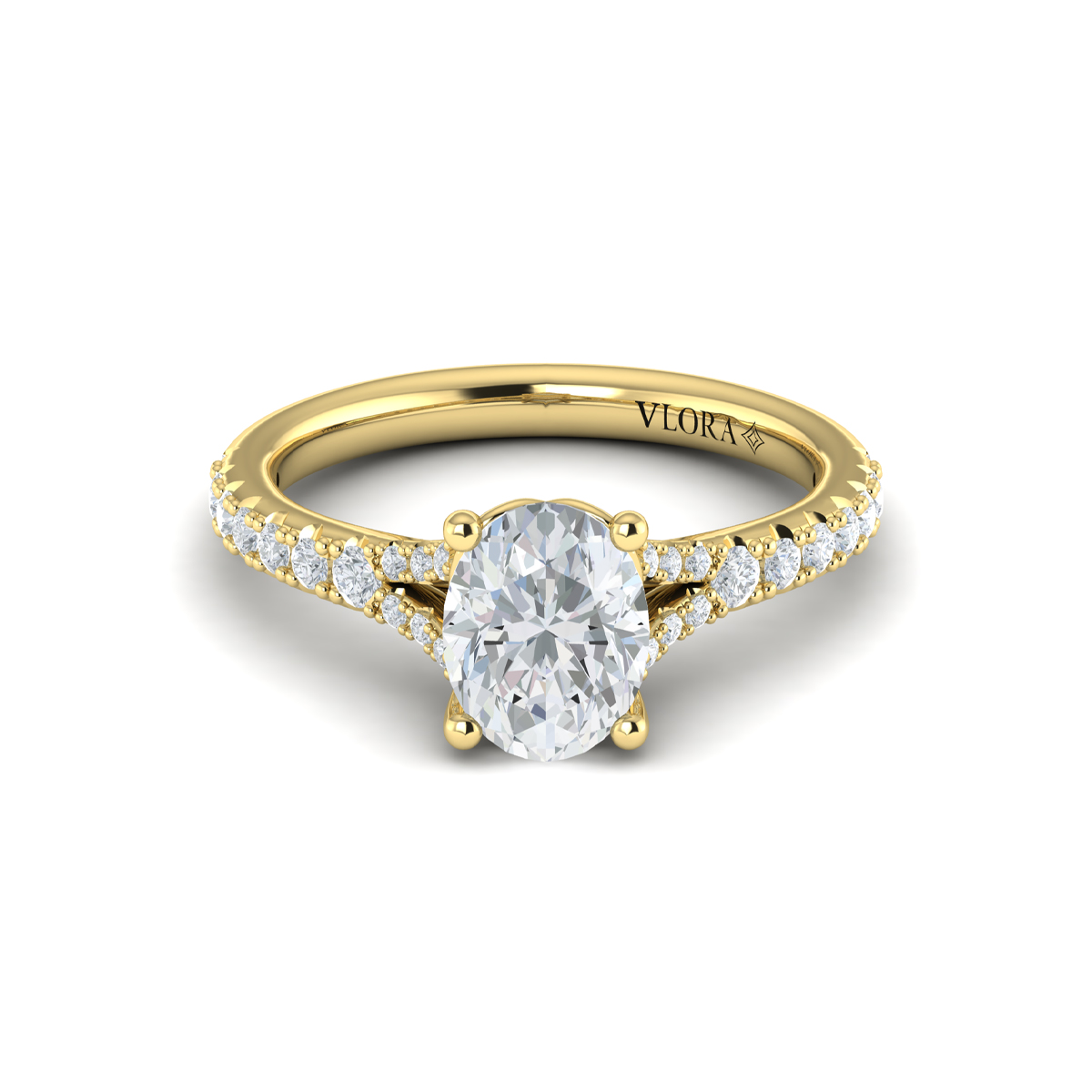 Splendid Cathedral Split Shank Oval Engagement Ring