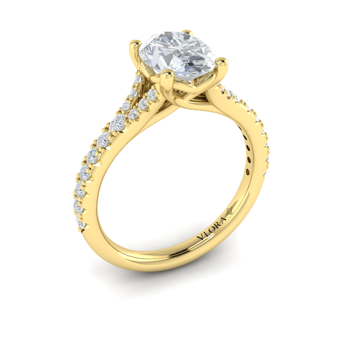 Splendid Cathedral Split Shank Oval Engagement Ring
