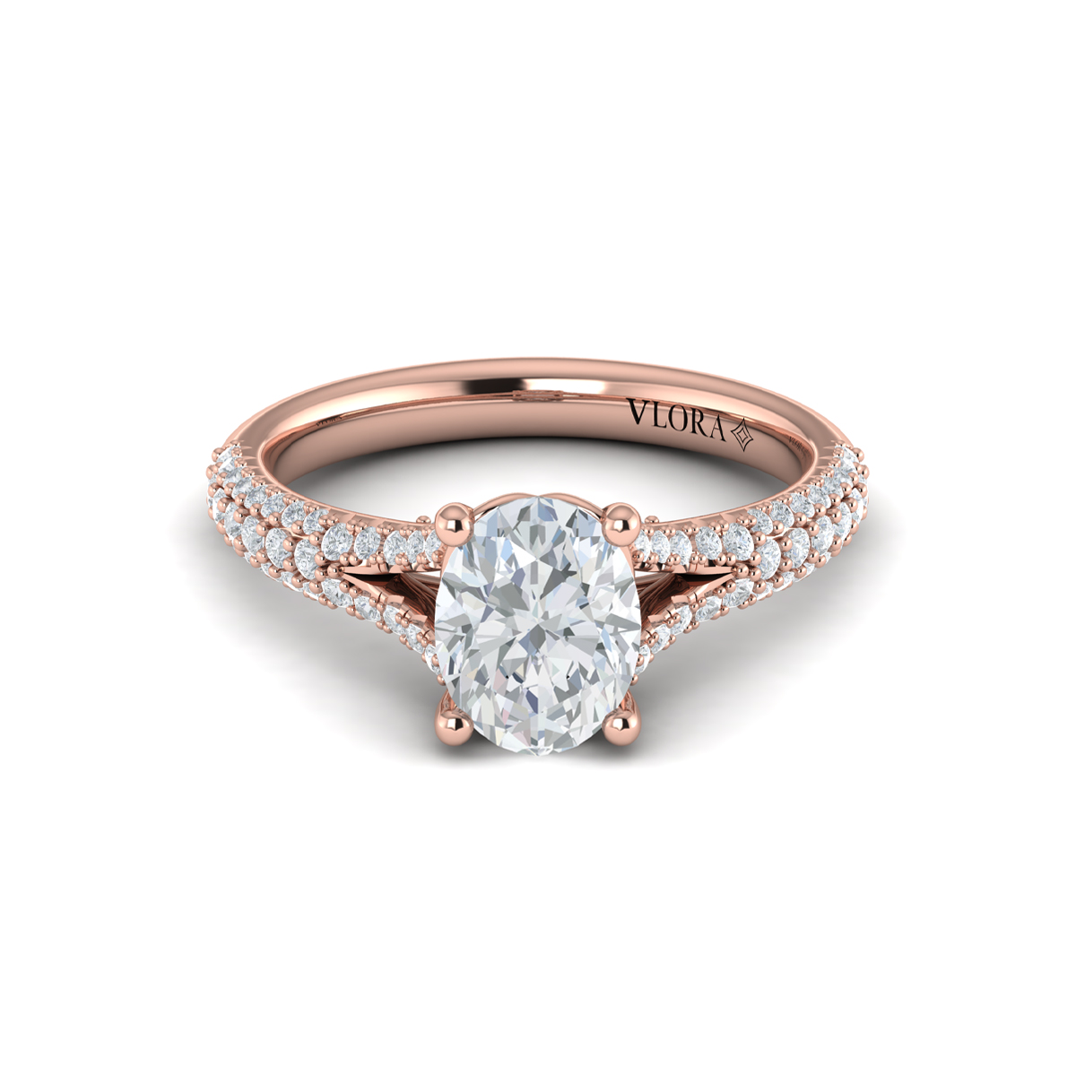 Splendid Cathedral Split Shank Oval Engagement Ring