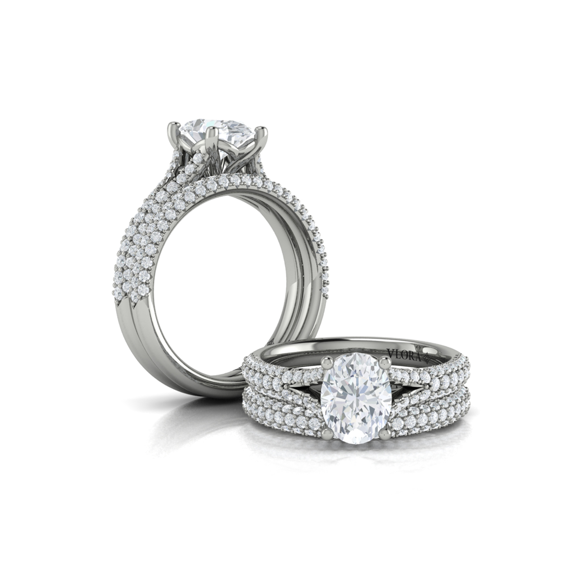 Splendid Cathedral Split Shank Oval Engagement Ring