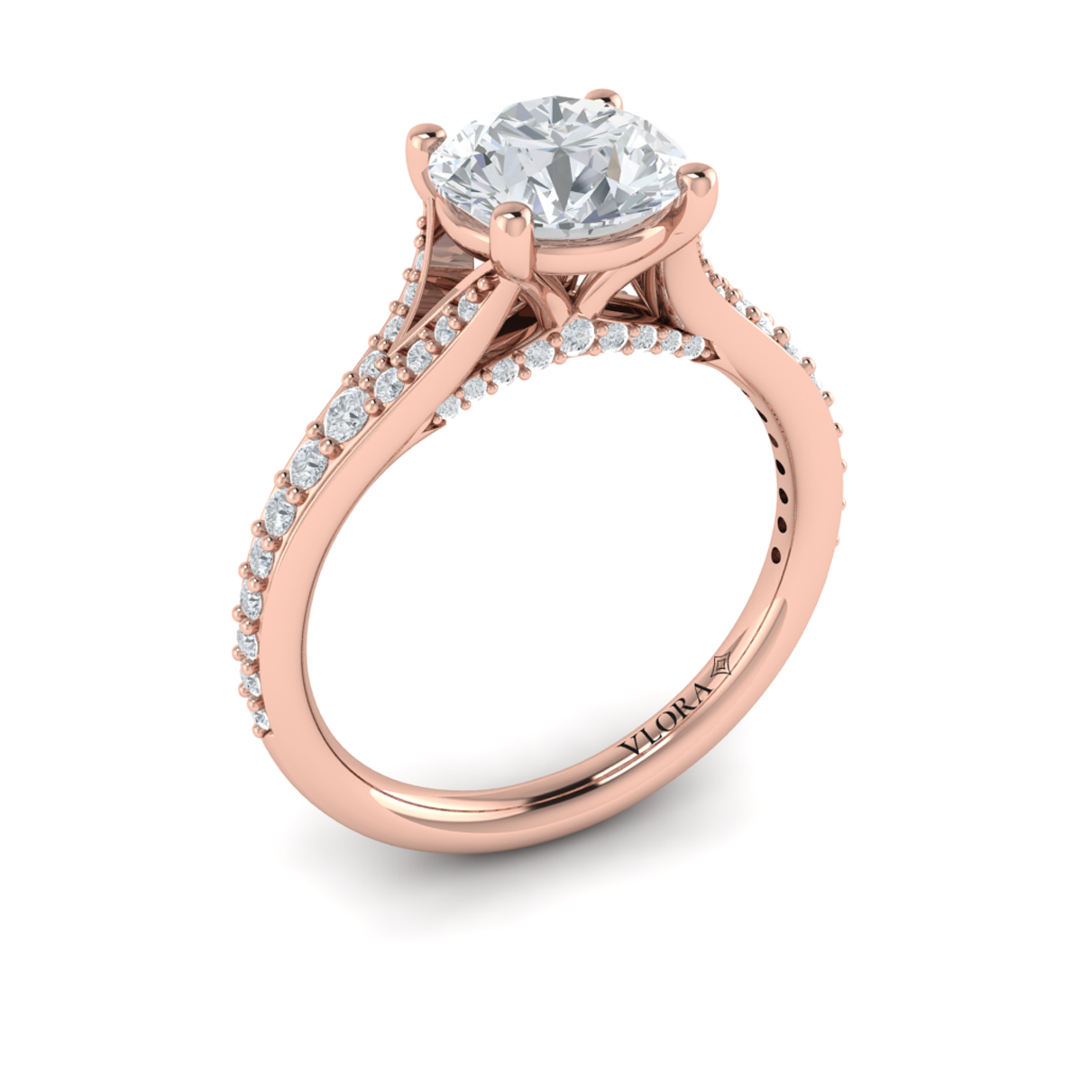 Charming Cathedral Split Shank Engagement Ring