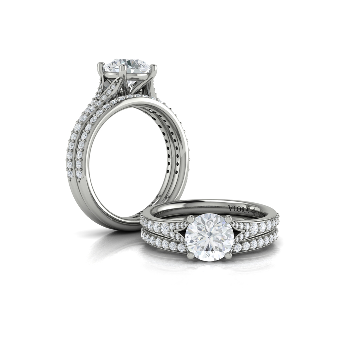 Charming Cathedral Split Shank Engagement Ring