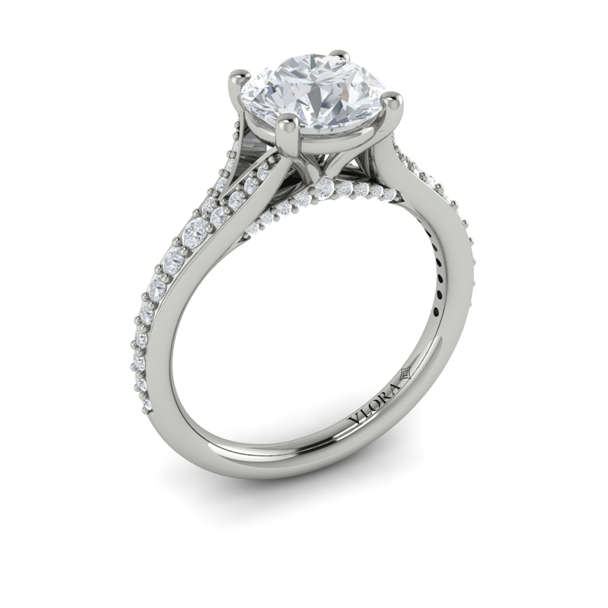 Charming Cathedral Split Shank Engagement Ring