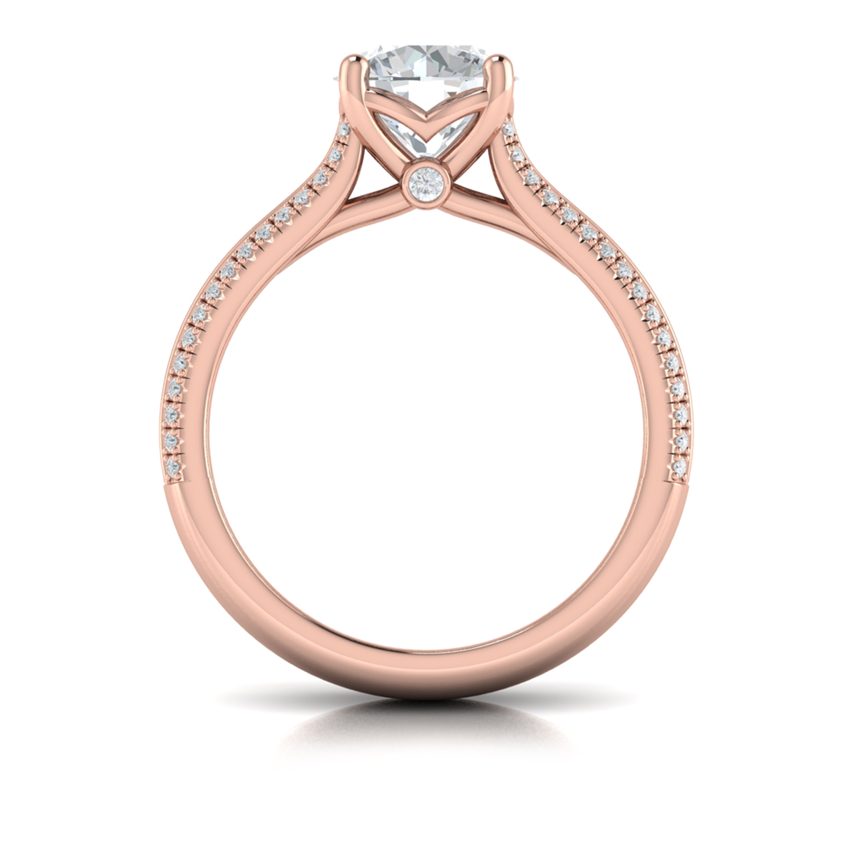 Opulent Cathedral Round Diamond Engagement Ring