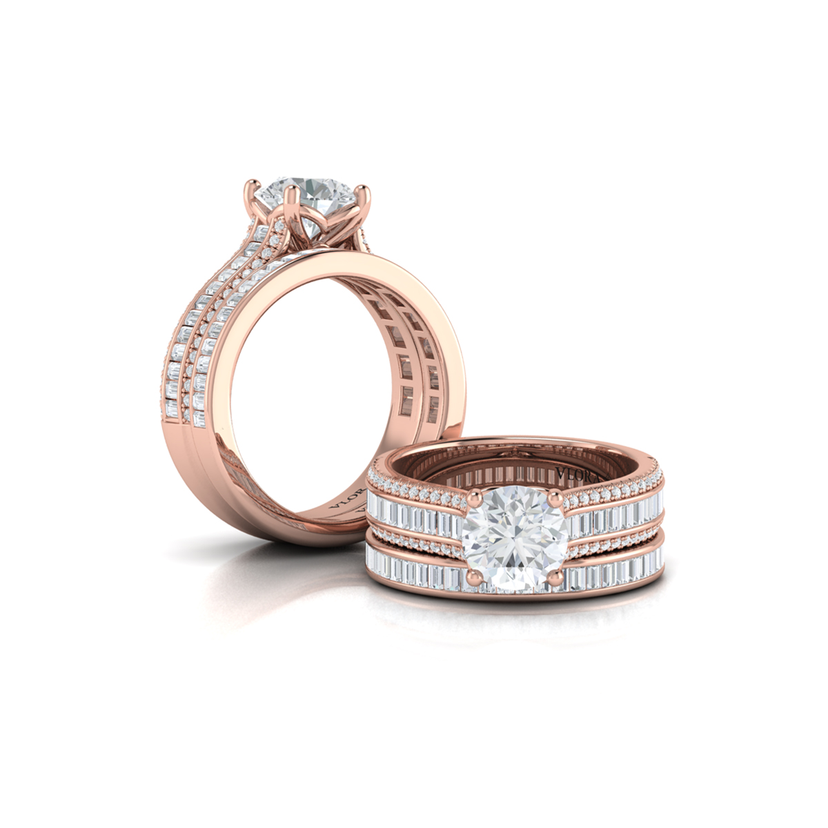 Opulent Cathedral Round Diamond Engagement Ring