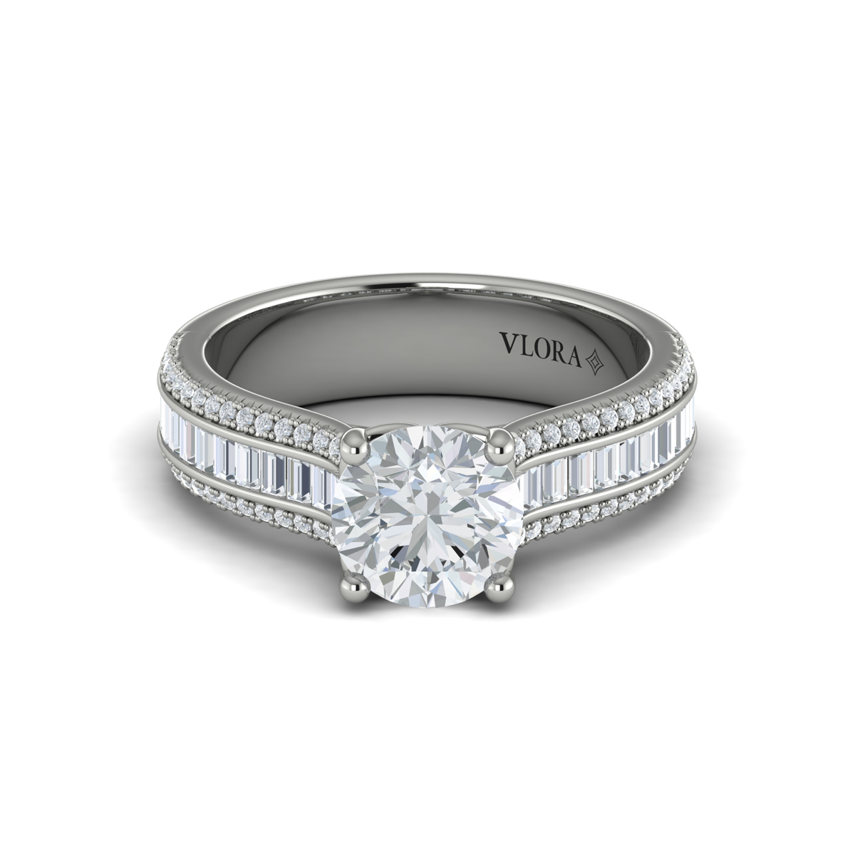 Opulent Cathedral Round Diamond Engagement Ring
