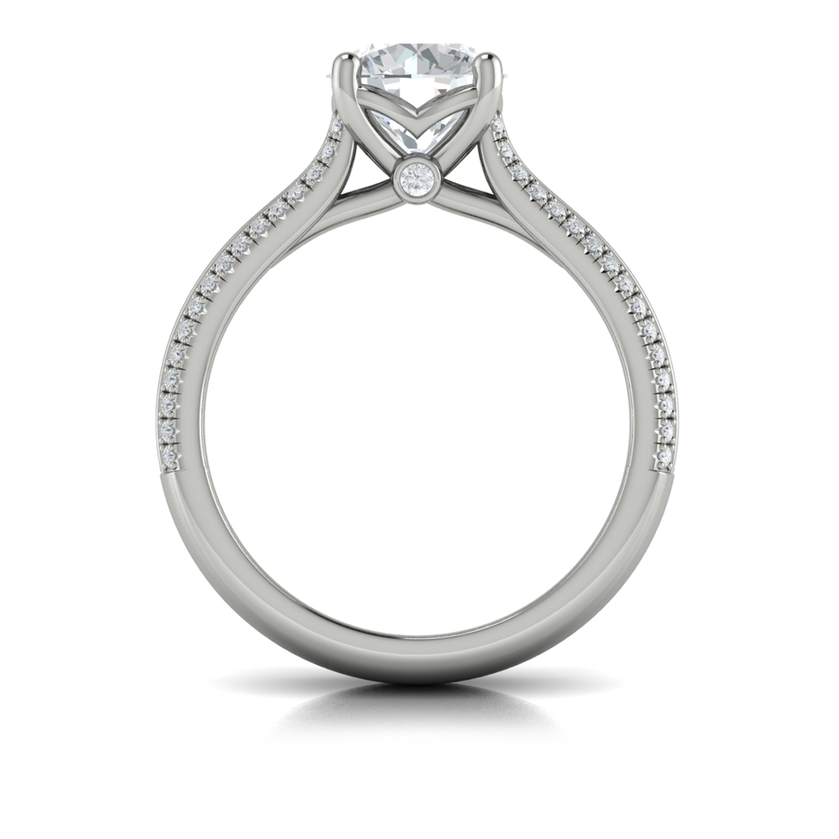 Opulent Cathedral Round Diamond Engagement Ring
