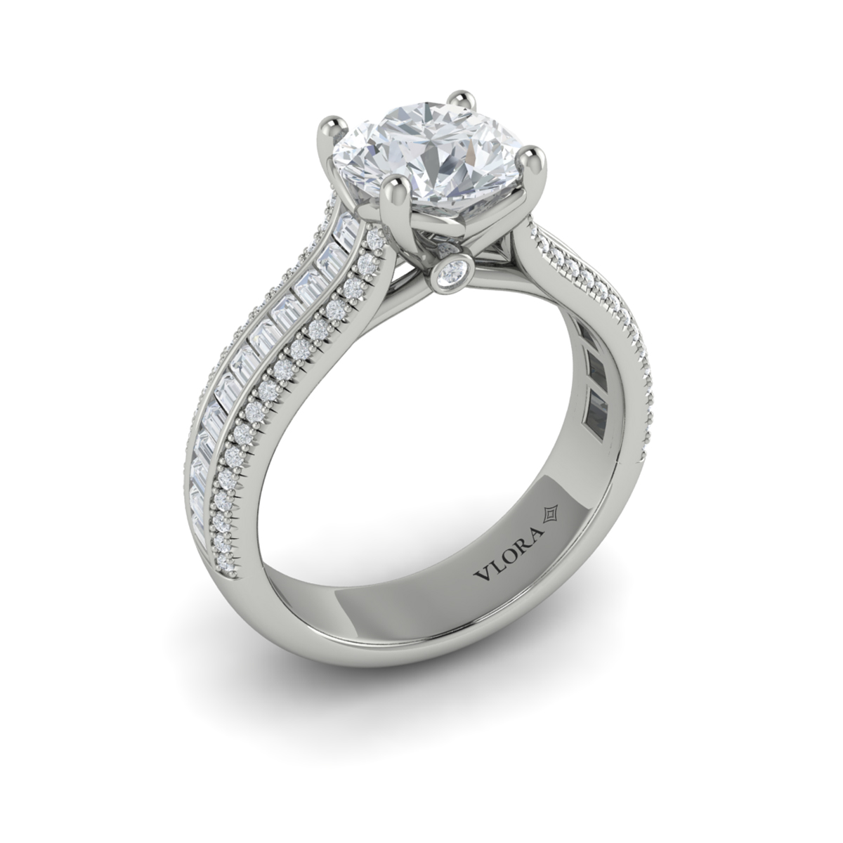 Opulent Cathedral Round Diamond Engagement Ring