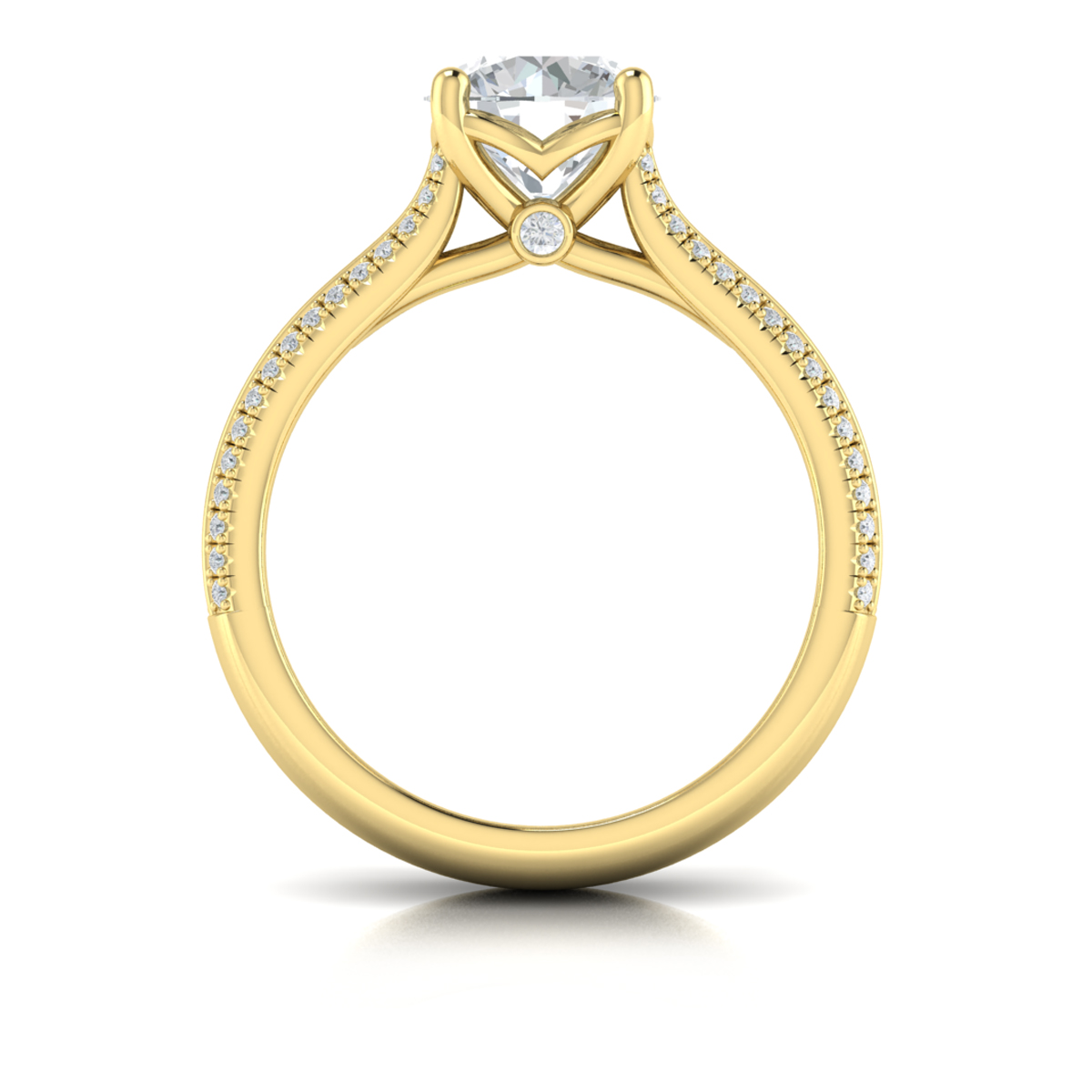 Opulent Cathedral Round Diamond Engagement Ring