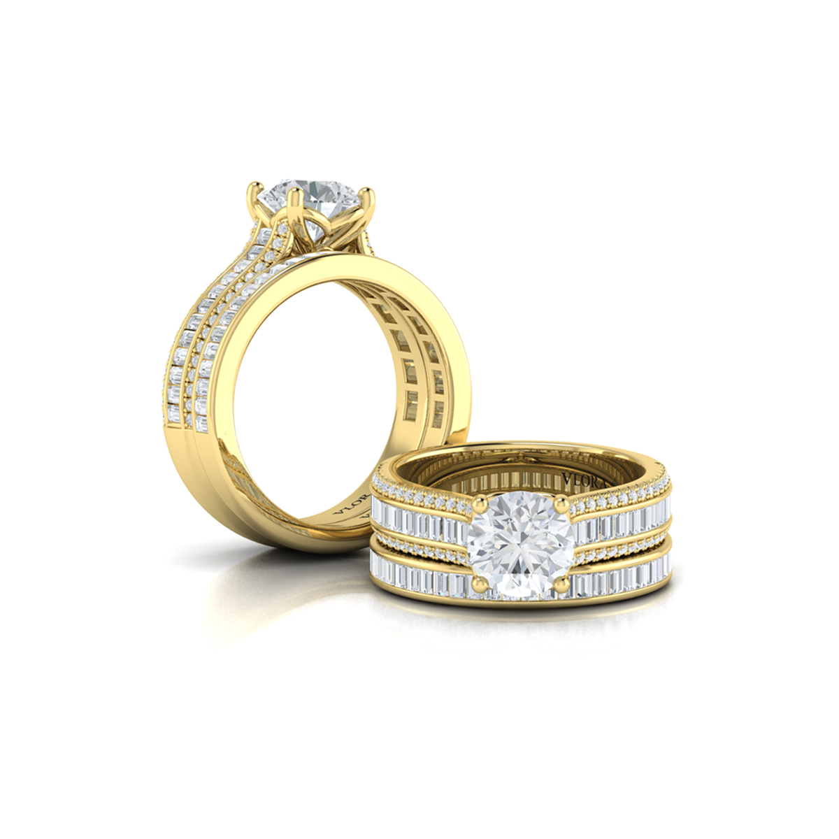 Opulent Cathedral Round Diamond Engagement Ring