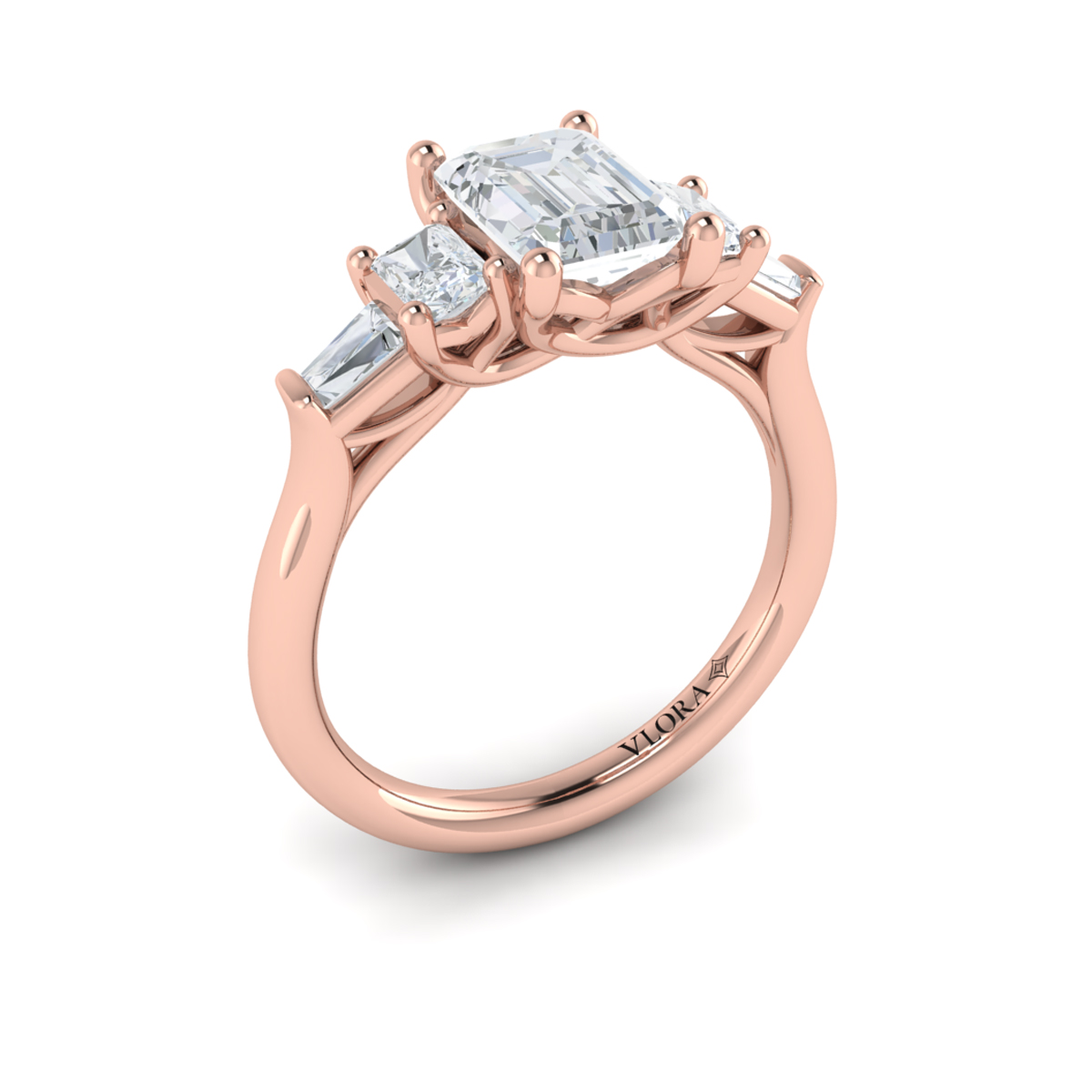 Quintet Emerald Cut Engagement Ring