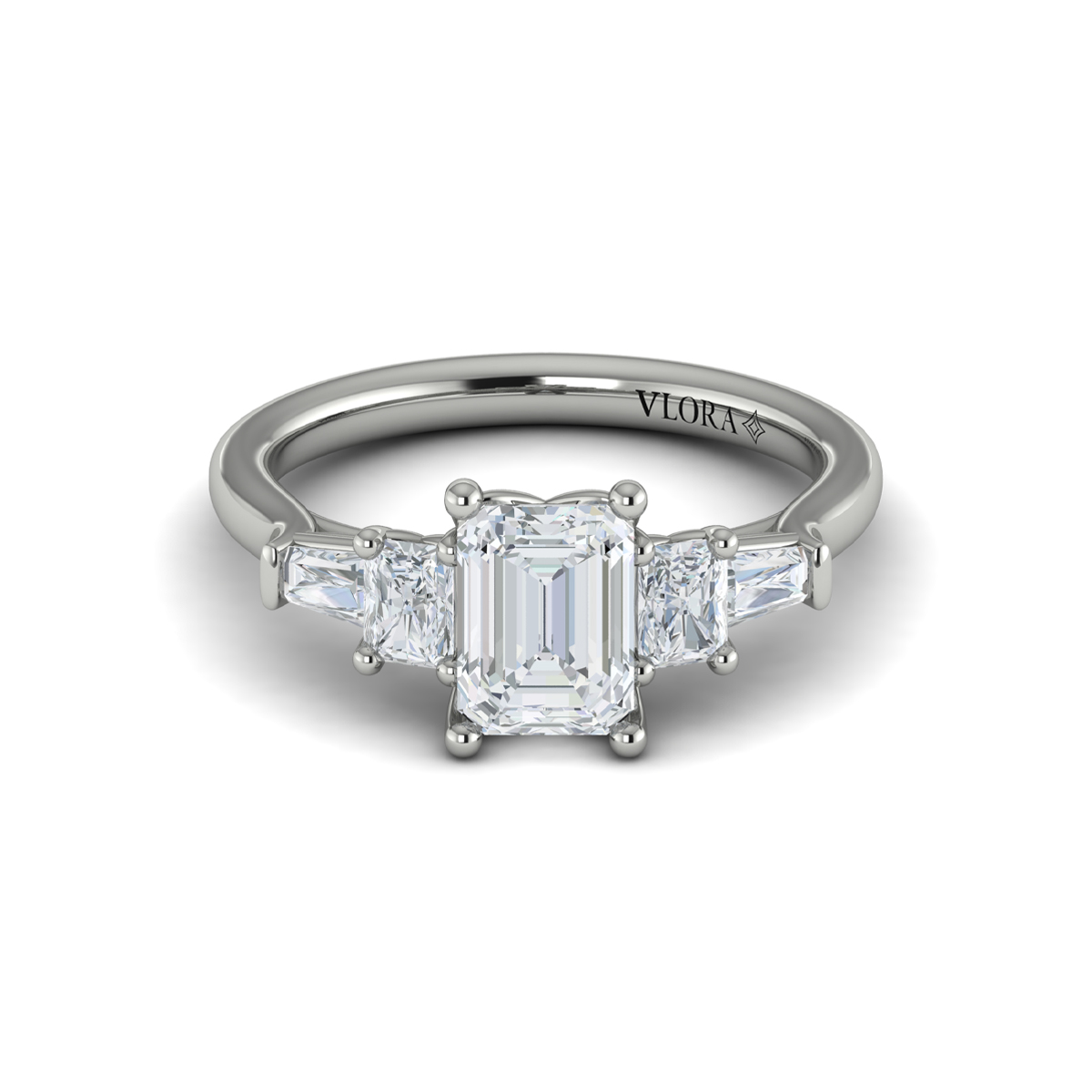 Quintet Emerald Cut Engagement Ring