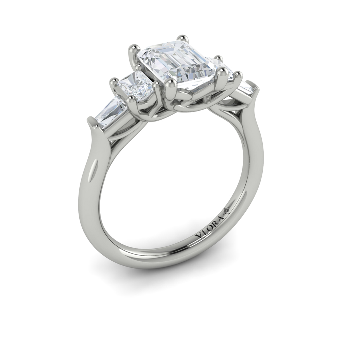 Quintet Emerald Cut Engagement Ring