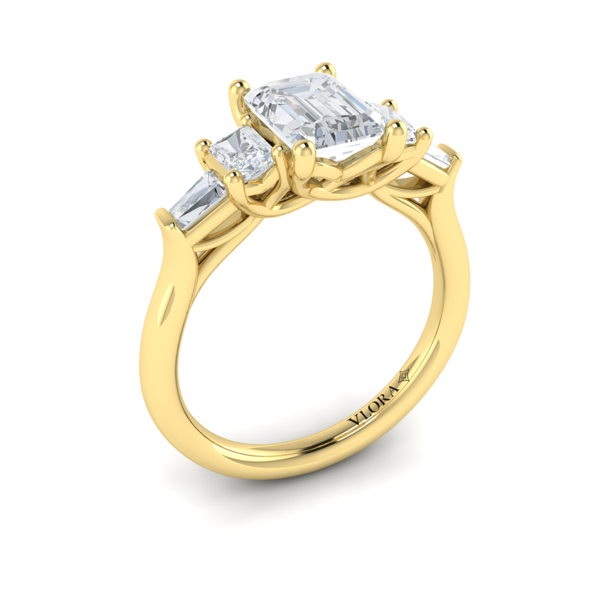 Quintet Emerald Cut Engagement Ring
