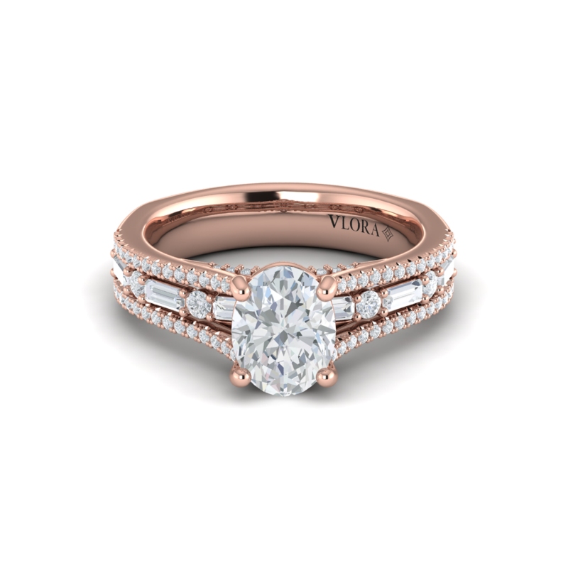 Triple Band Oval Engagement Ring