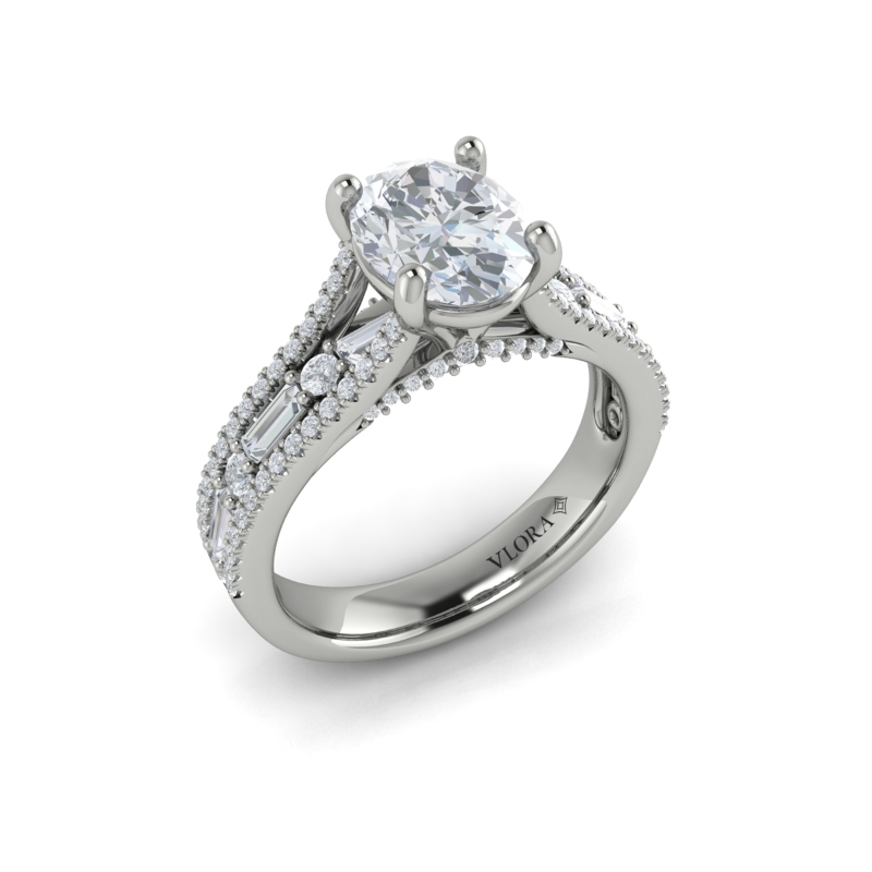 Triple Band Oval Engagement Ring