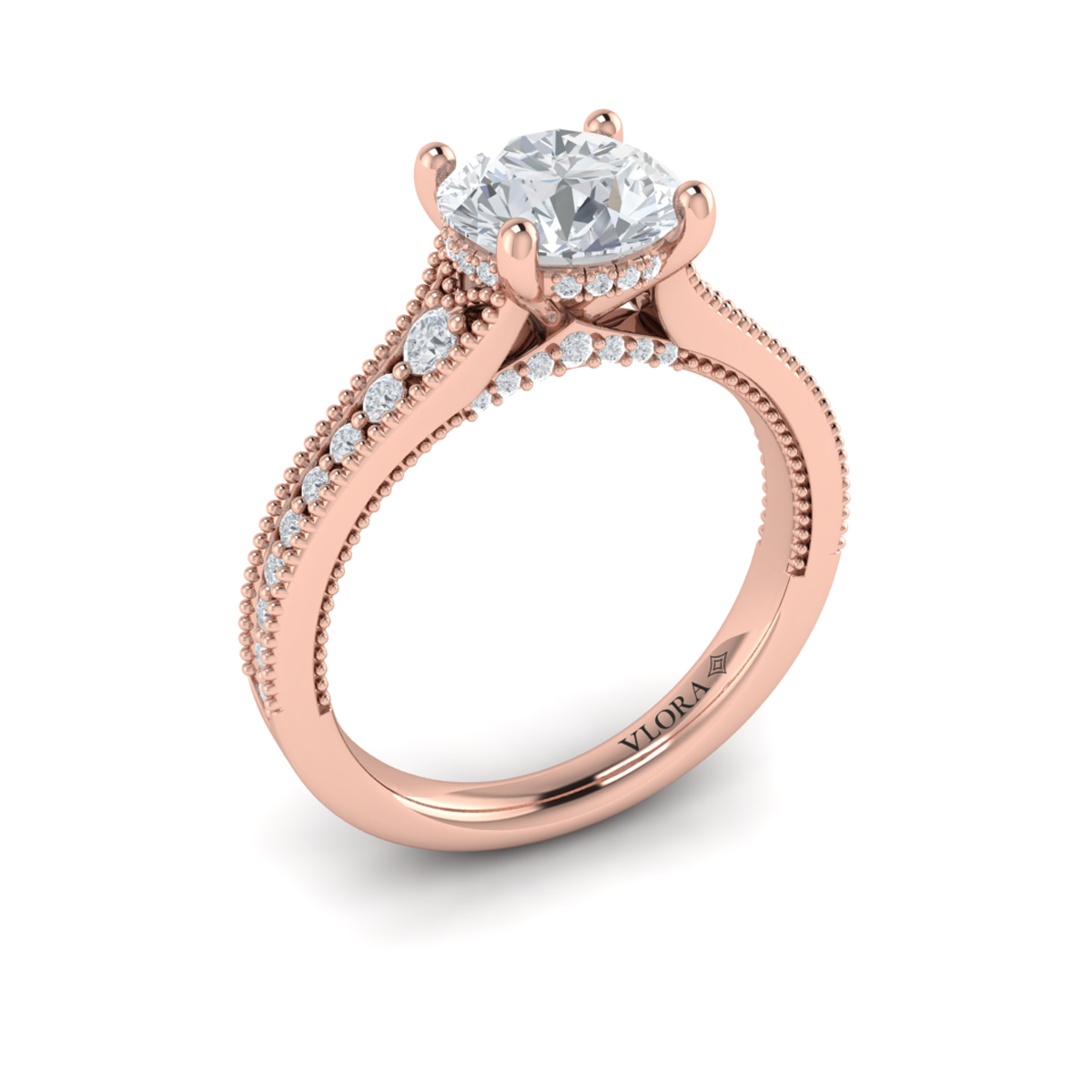 Intricate Hidden Halo Engagement Ring