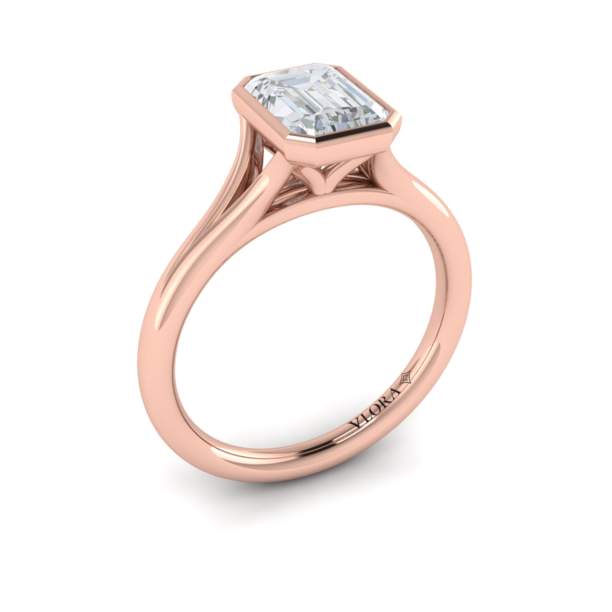Signature Solitaire Emerald Cut Bezel Engagement Ring