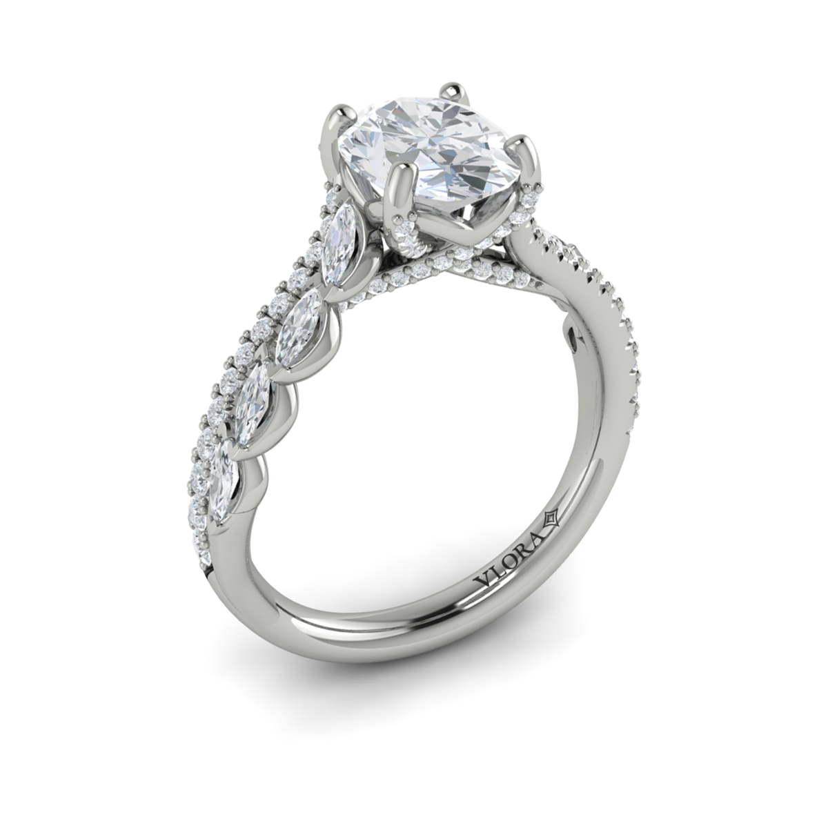 Bypass Oval Engagement Ring