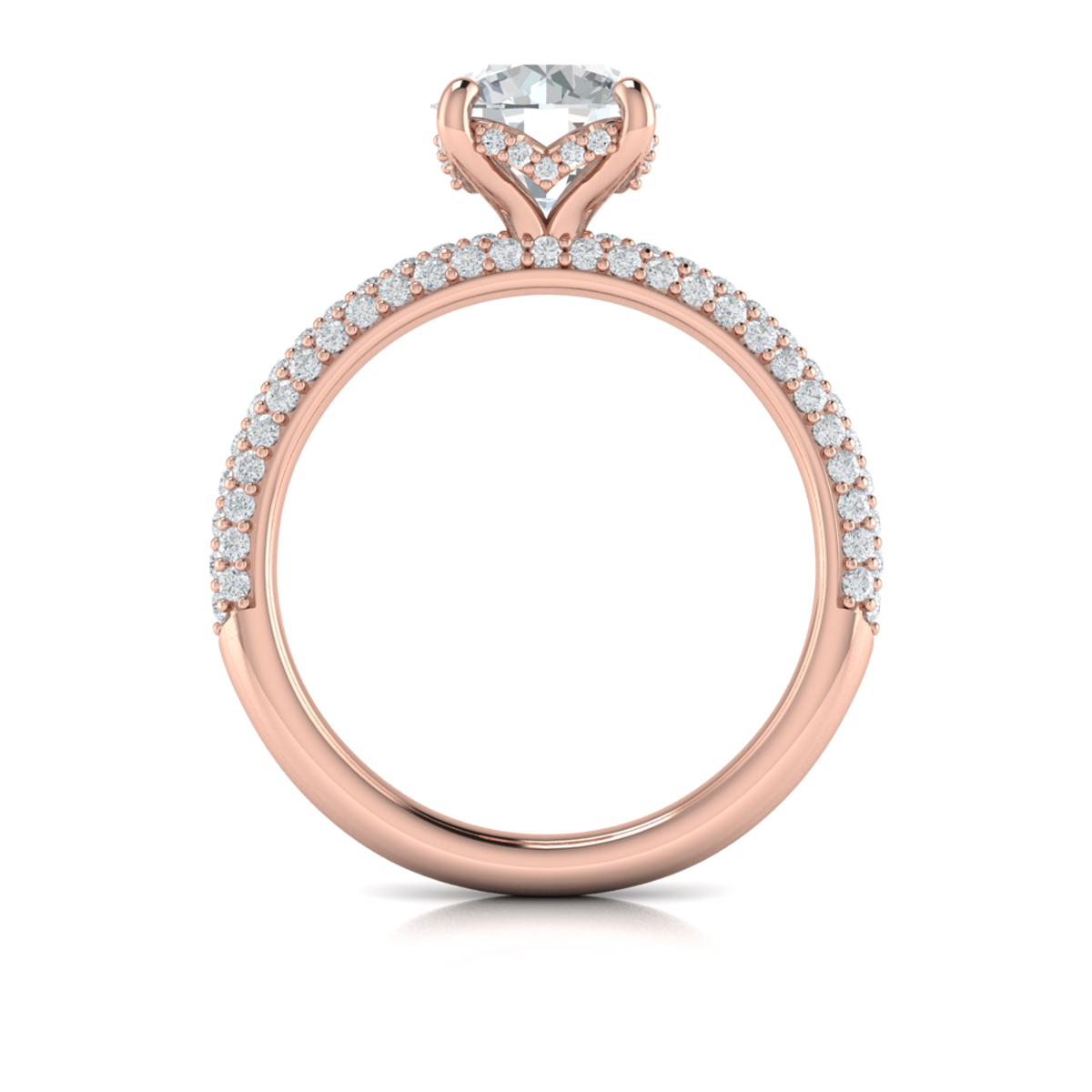 Shimmering Hidden Halo Engagement Ring with Micropave Band