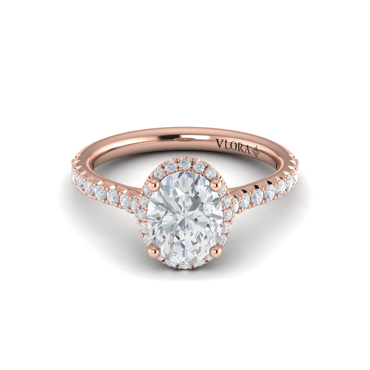 Graceful Halo Oval Engagement Ring