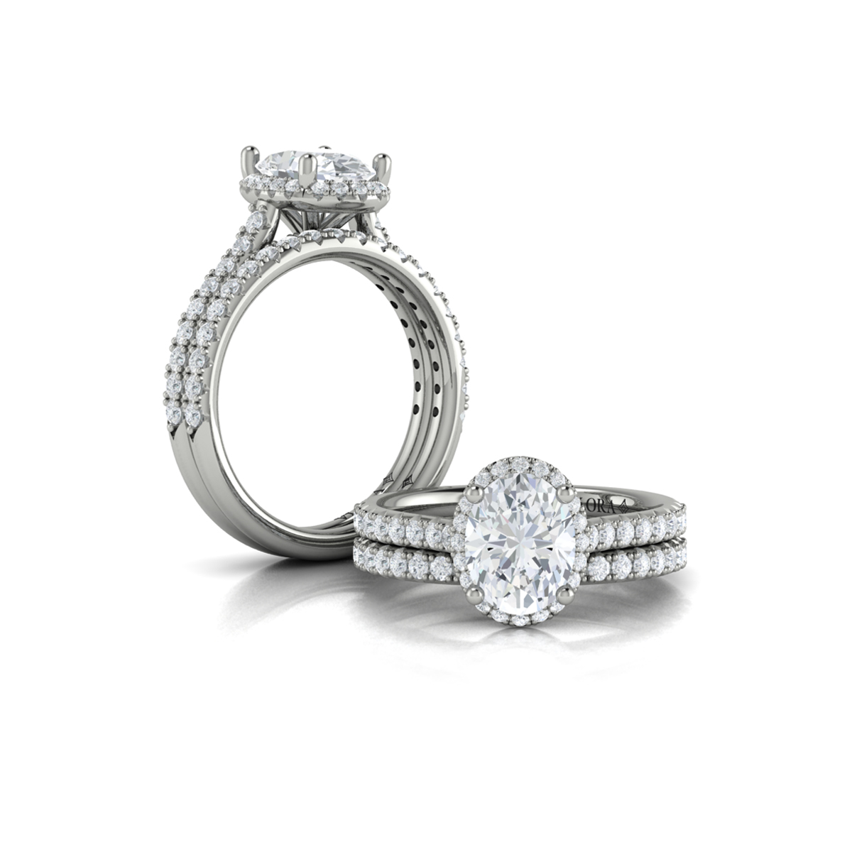 Graceful Halo Oval Engagement Ring
