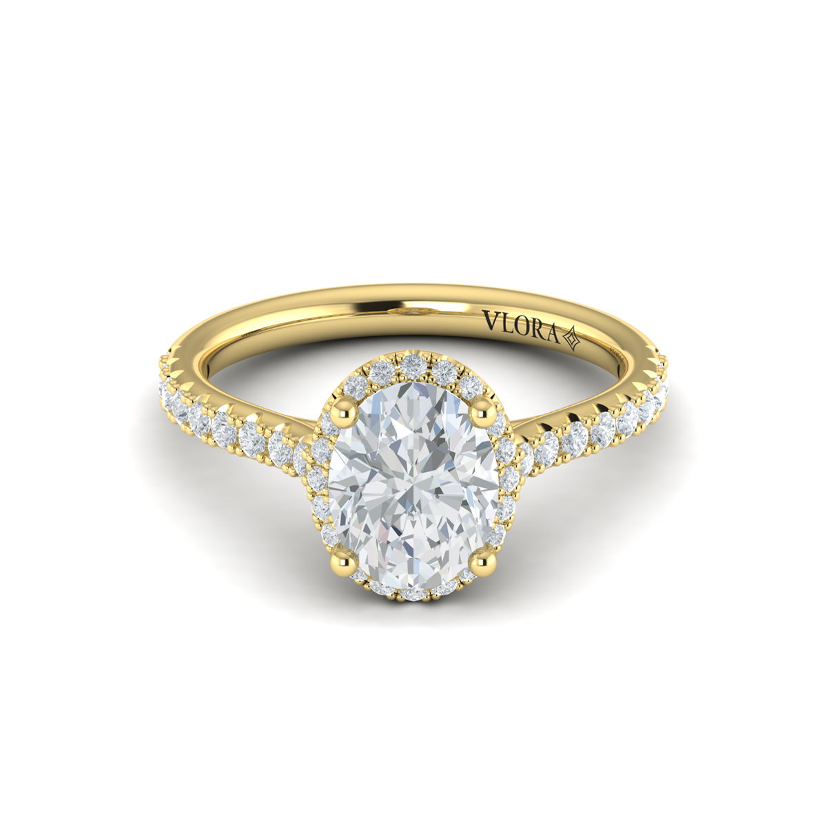 Graceful Halo Oval Engagement Ring
