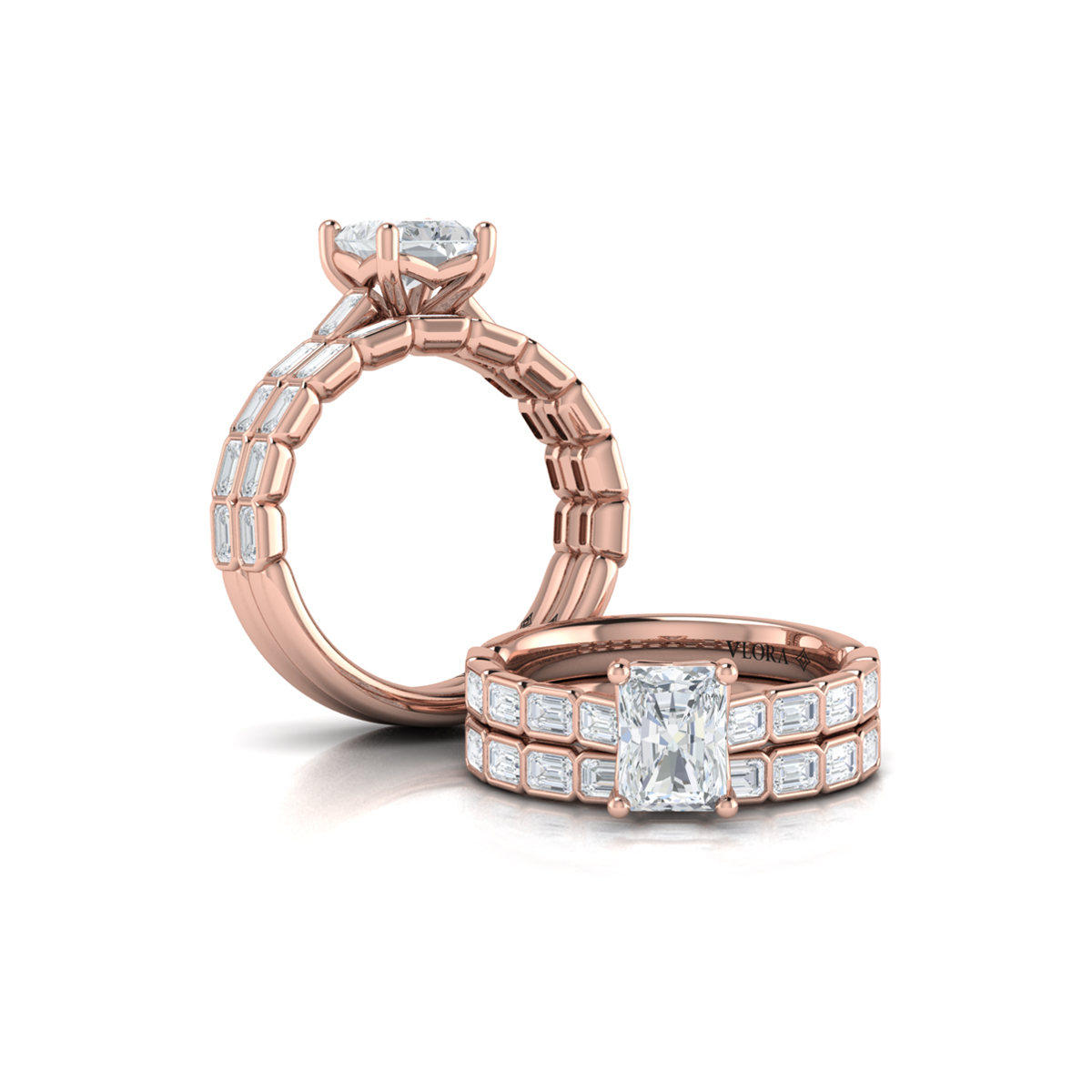 Bezeled Emerald Cut Engagement Ring