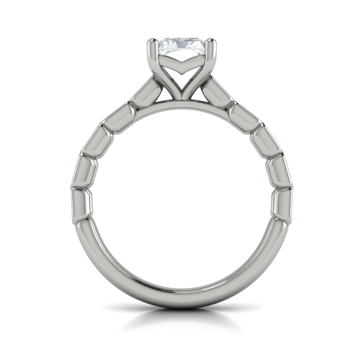 Bezeled Emerald Cut Engagement Ring