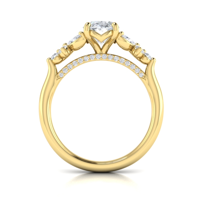 Floral Marquise Cluster Oval Engagement Ring