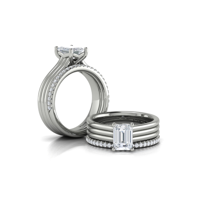 Fluted Emerald Cut Engagement Ring