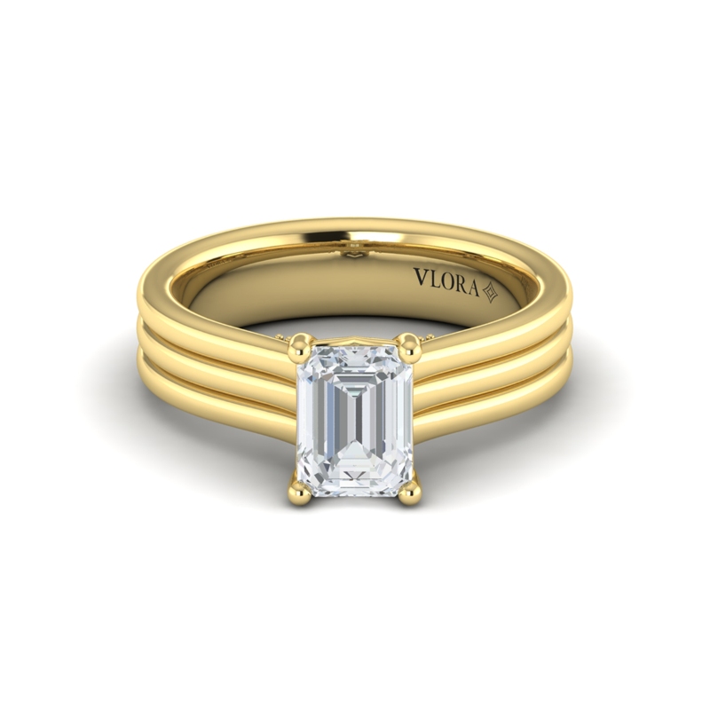 Fluted Emerald Cut Engagement Ring
