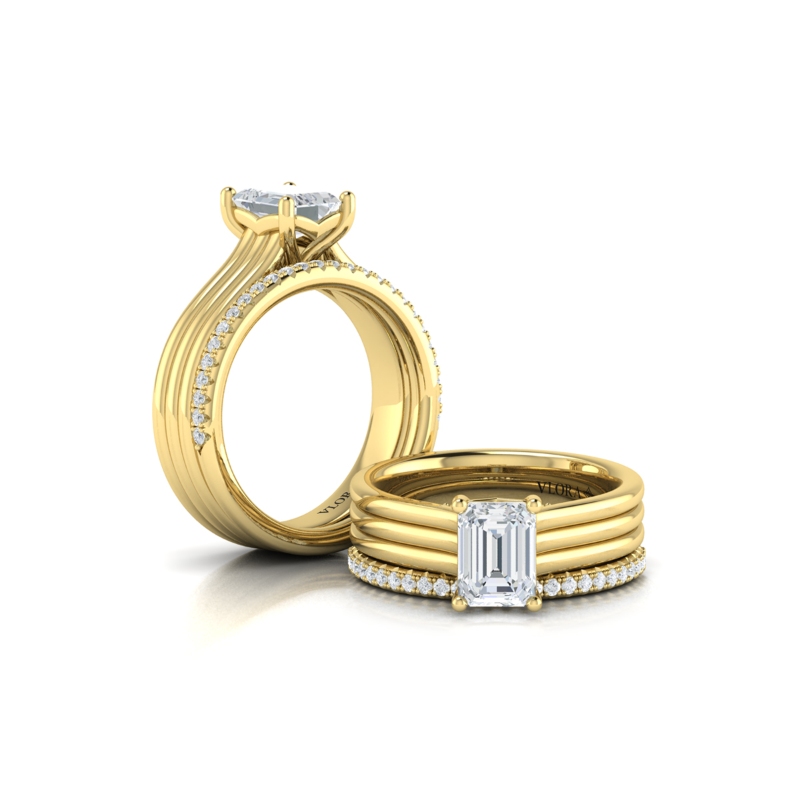 Fluted Emerald Cut Engagement Ring