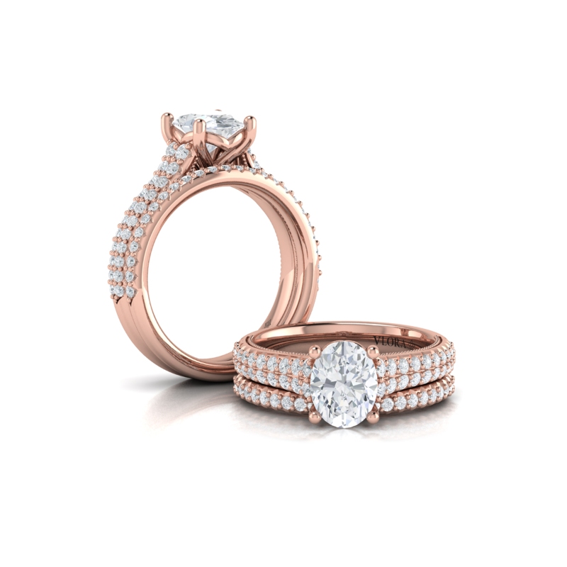Oval Pave Cathedral Engagement Ring